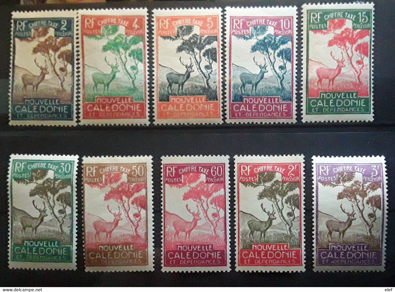 NOUVELLE CALÉDONIE TAXE 1928, Type Cerf Et Niaouli , 10 Timbres Entre  Yvert 26 - 38 , Neufs * MH TB Cote 15 Euros - Strafport