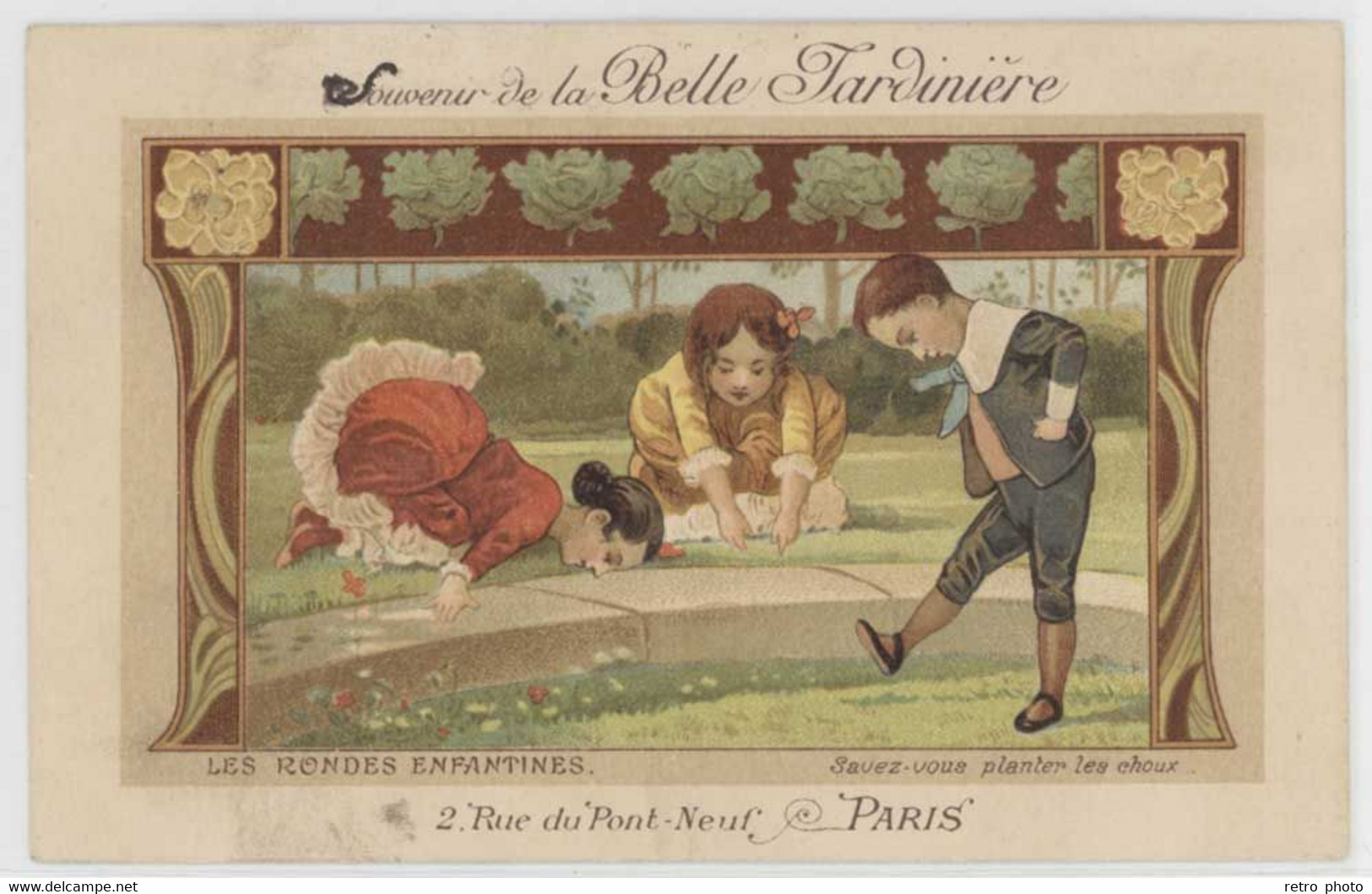 Cpa Pub Souvenir De La Belle Jardinière - Paris - Les Rondes Enfantines, Savez-vous Planter Des Choux ... - Publicité