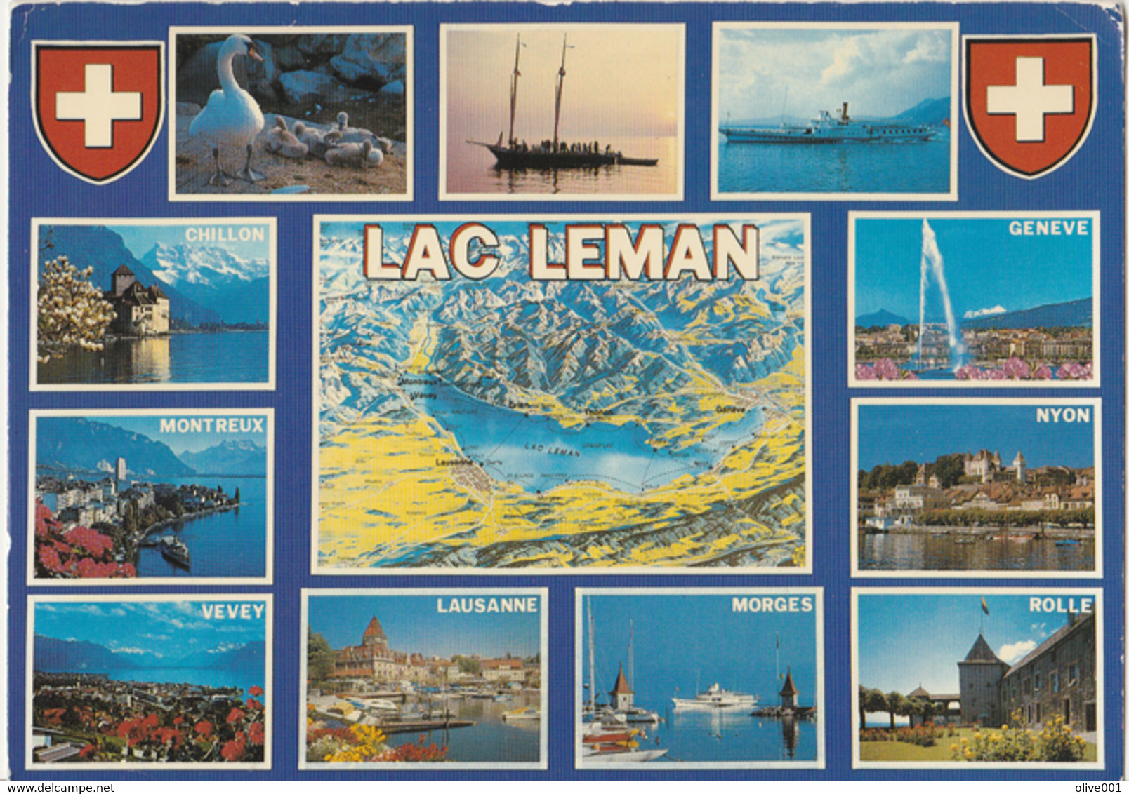 Riviera Vaudoise, Vues De Différentes Villes Du Bord Du Lac Léman - Carte Voyagée Le 23/04/1988 Pour Vichy France - Vich