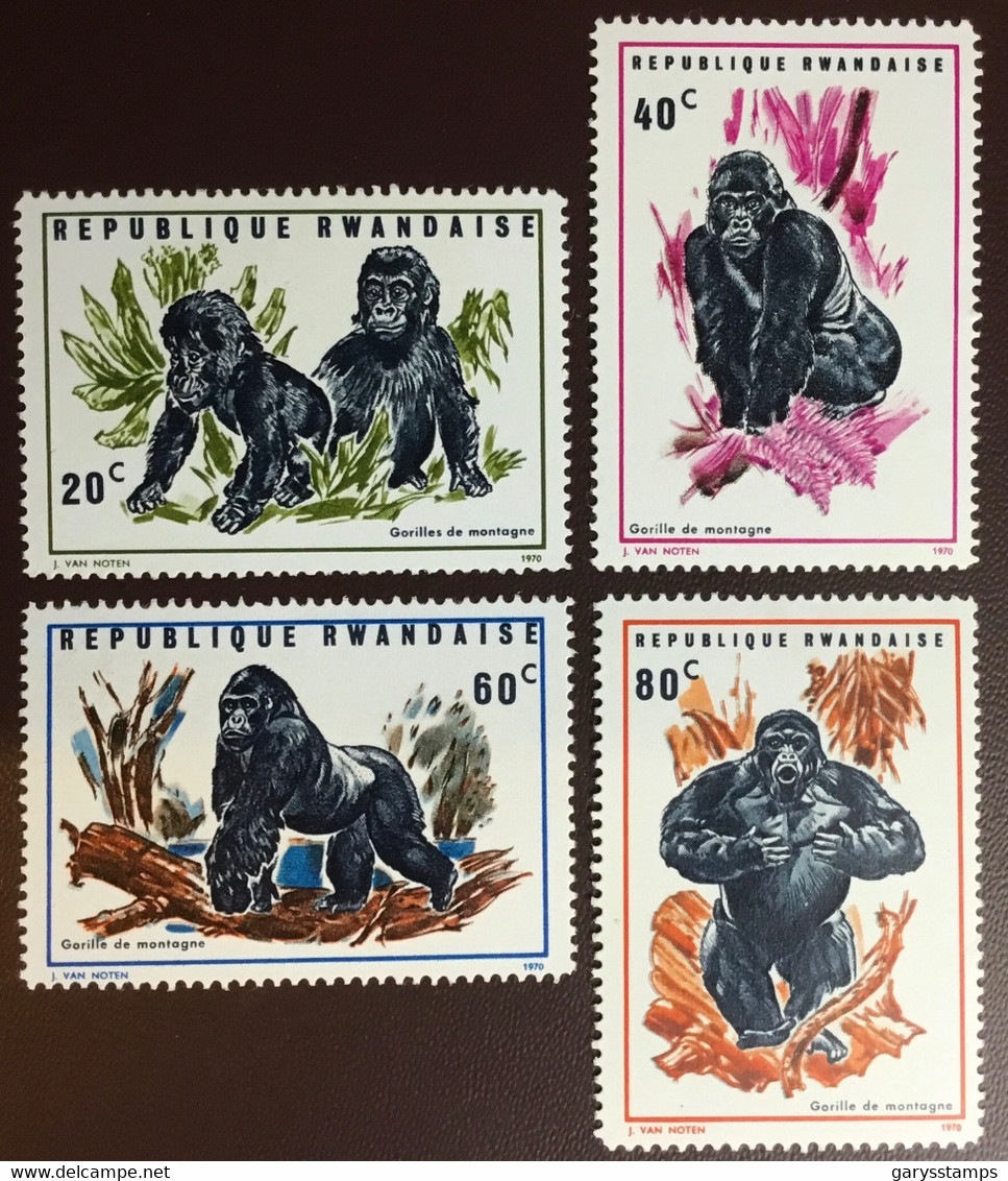 Rwanda 1970 Mountain Gorillas Animals To 80c MNH - Gorilas