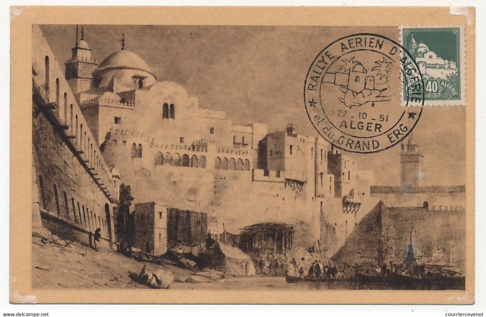 ALGERIE - Carte Maximum 40c Alger Mosquée - Obl Rallye Aérien D'Alger 22/10/1951 - - Maximumkarten