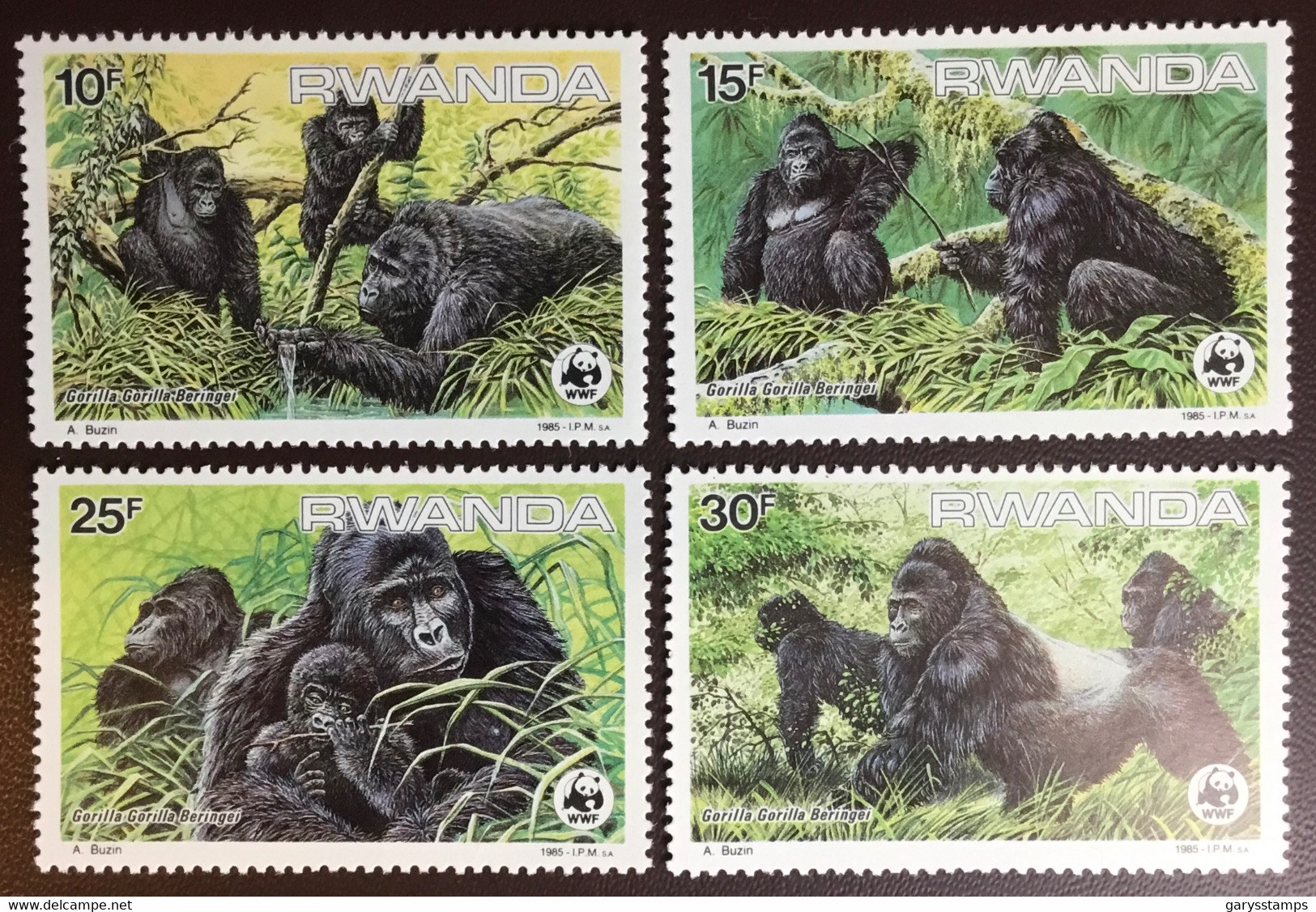 Rwanda 1985 WWF Mountain Gorillas Animals MNH - Gorillas