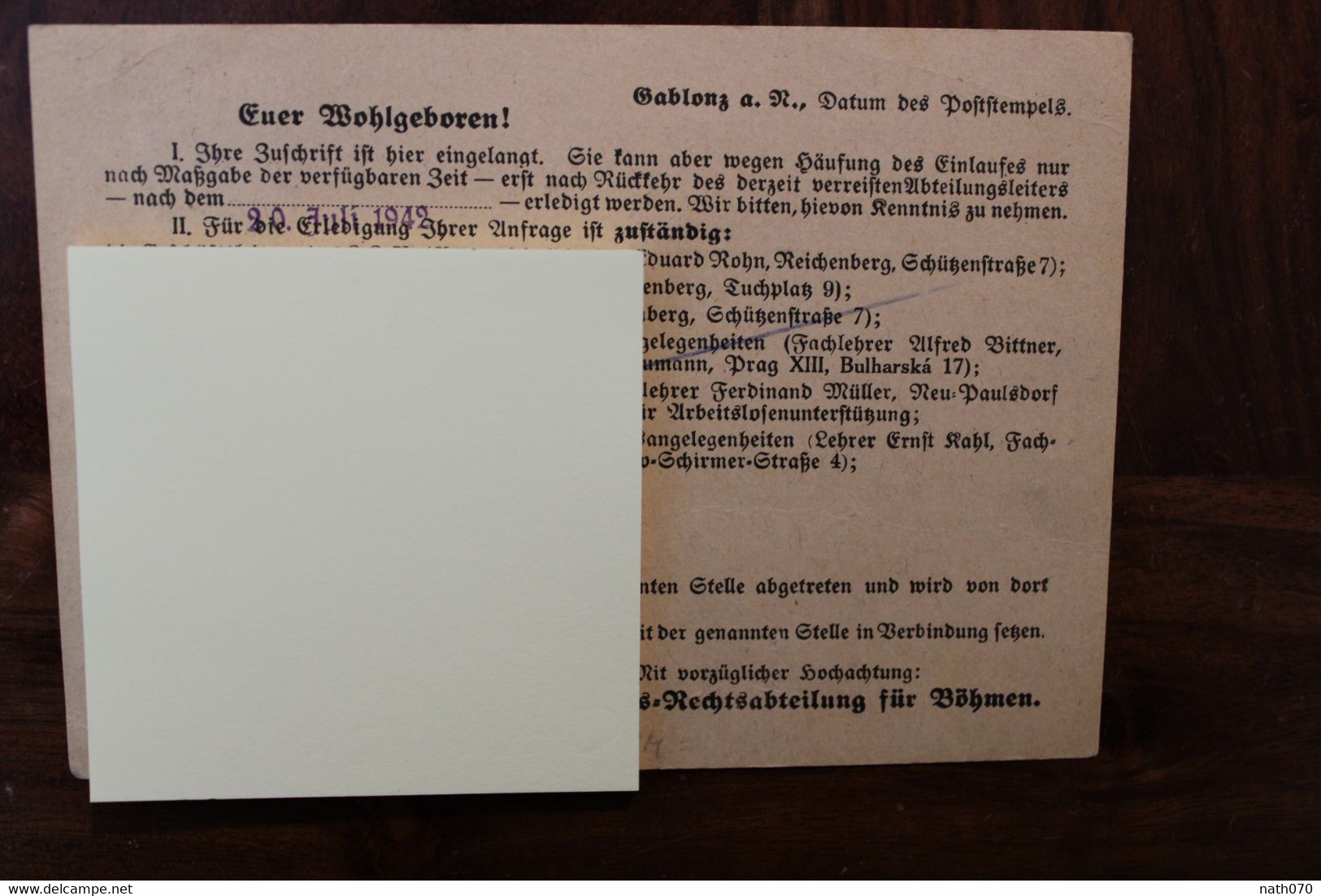 1944 Gablonz Jablonec Nad Nisou Sudetes Sudetenland Dt Reich Allemagne Cover WK2 Sudetengau Sudety Böhmen - Sudetes