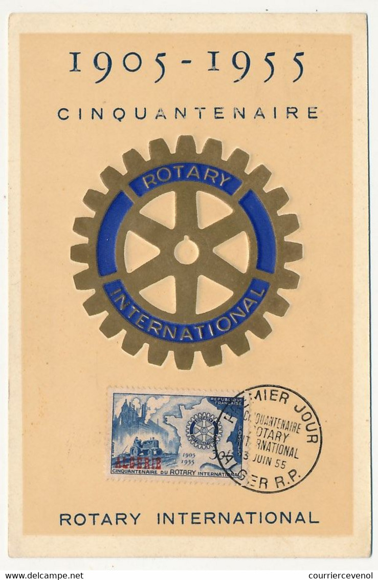 ALGERIE - Carte Maximum 30f Rotary International - Premier Jour ALGER Juin 1955 - Cartes-maximum