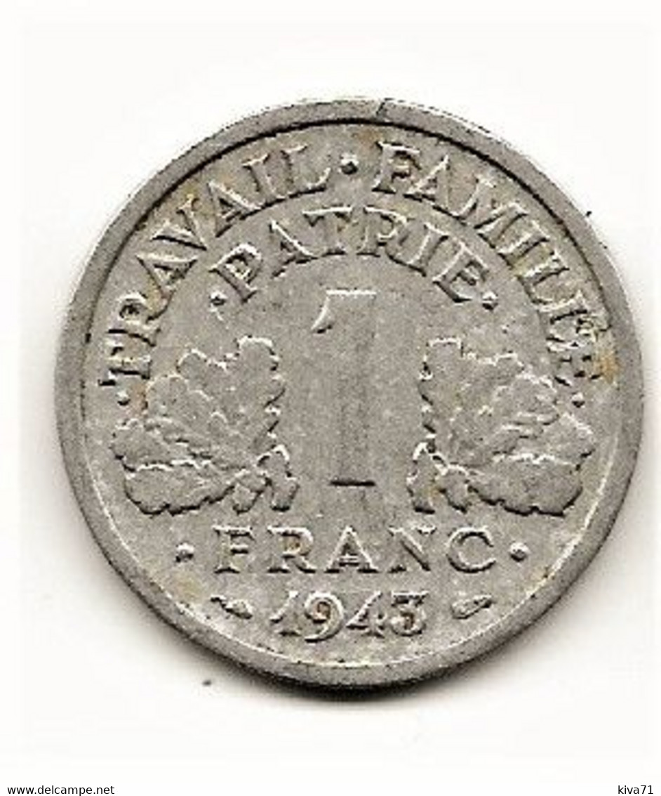 1F  "ETAT FRANCAIS" 1943 TB - 1 Franc
