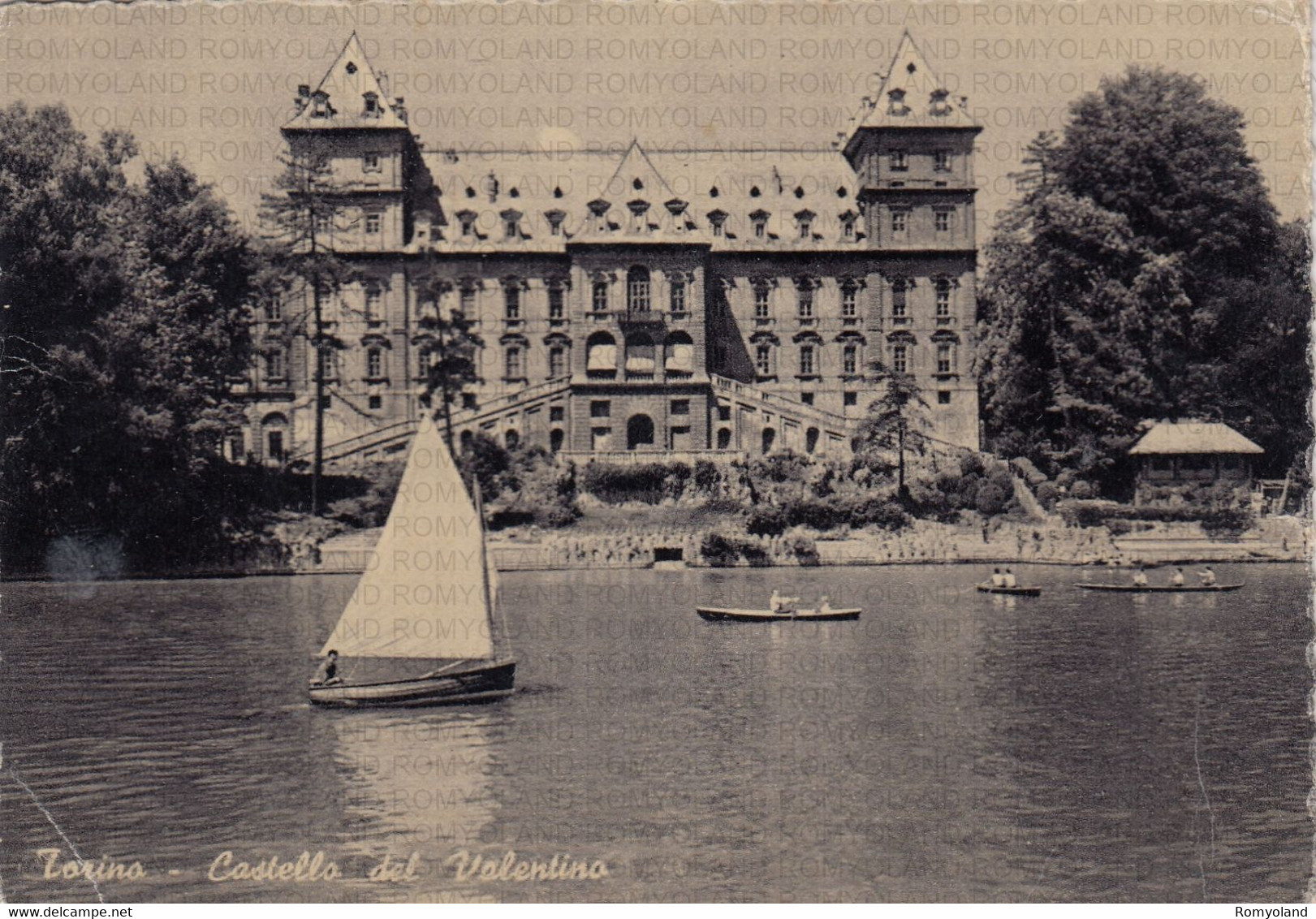 CARTOLINA  TORINO,PIEMONTE,CASTELLO DEL VALENTINO-STORIA,MEMORIA,CULTURA,RELIGIONE,BOLLO STACCATO,VIAGGIATA 1960 - Castello Del Valentino