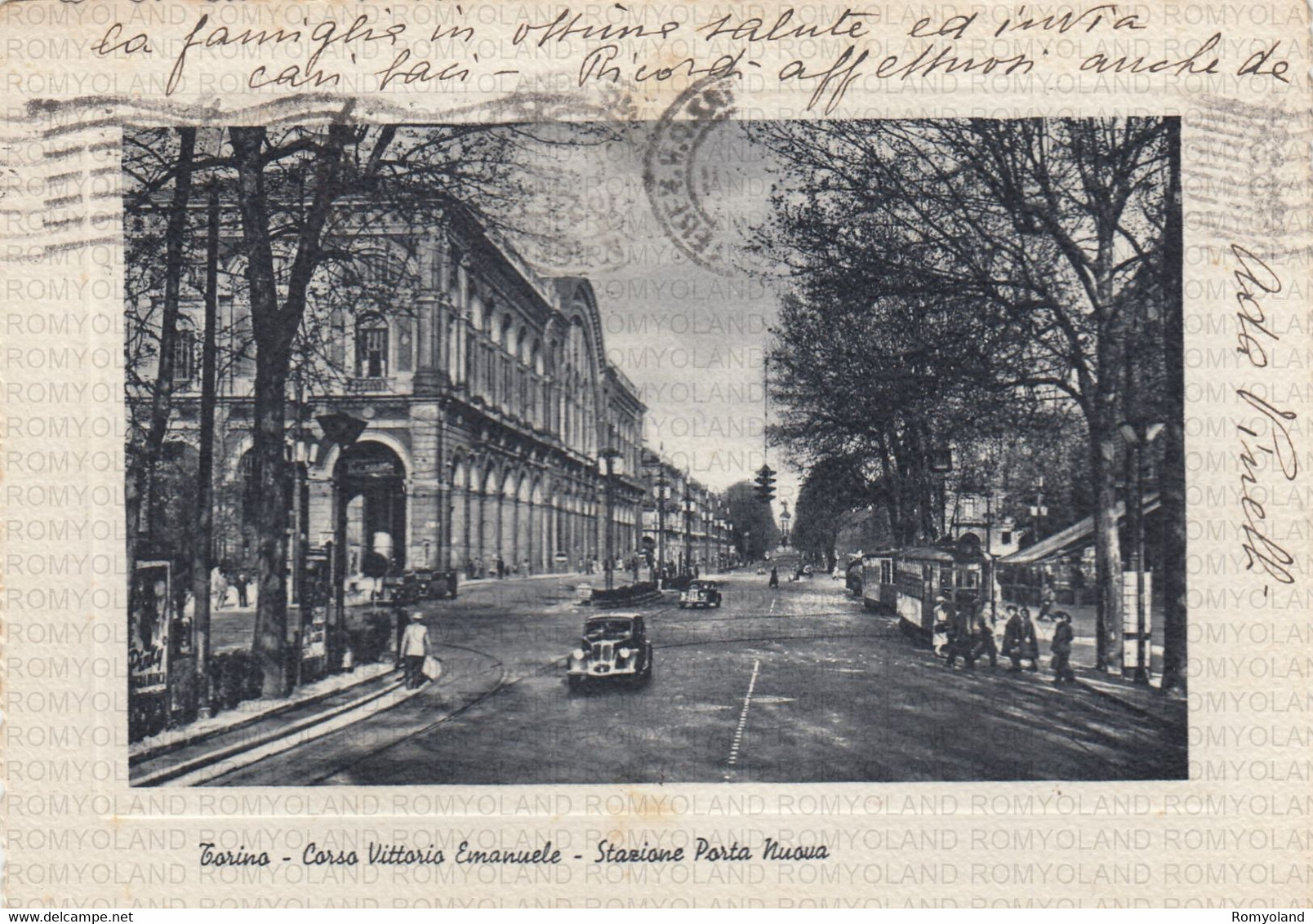 CARTOLINA  TORINO,PIEMONTE,CORSO VITTORIO EMANUELE-STAZIONE PORTA NUOVA-STORIA,MEMORIA,BOLLO STACCATO,VIAGGIATA 1955 - Castello Del Valentino