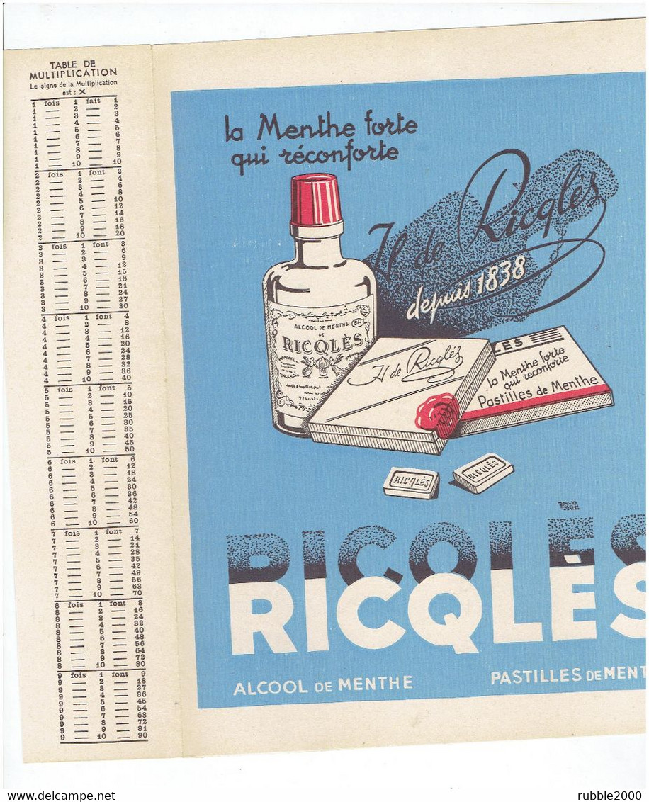 PROTEGE CAHIER RICQLES LA MENTHE FORTE ALCOOL DE MENTHE PASTILLE - R