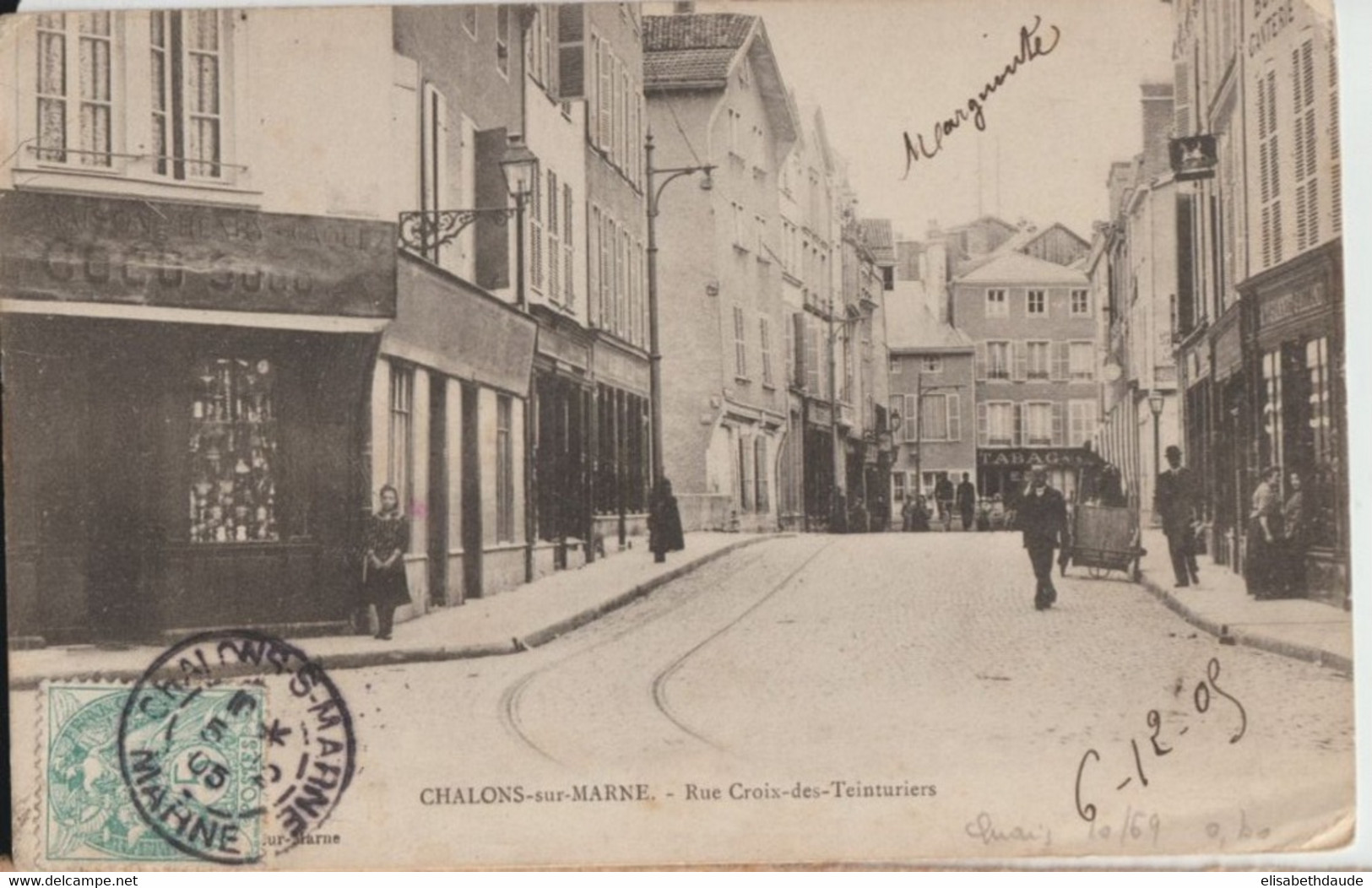 1906 - BUREAU FRANCAIS En CHINE - CP De CHALONS SUR MARNE => TIEN-TSIN POSTE FRANCAISE - Cartas & Documentos