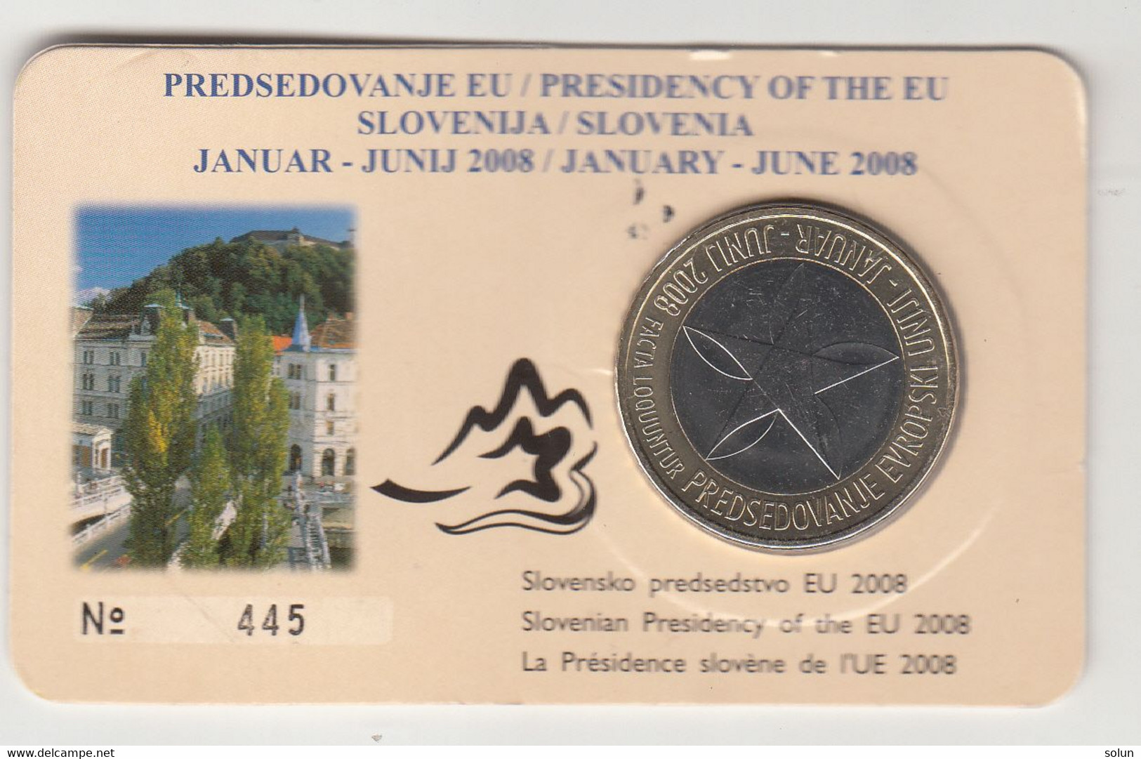 3 EURO 2008 COIN CARD SLOVENIJA PREDSEDOVANJE EU  PRESIDENCY OF THE EU SLOVENIA - Slovénie