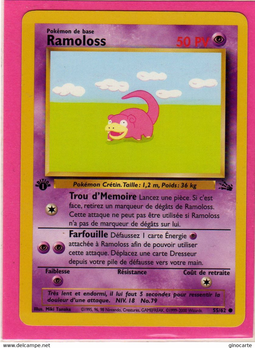 Carte Pokemon Francaise 1995 Wizards Fossile 55/62 Ramoloss 50pv Edition 1 Neuve - Wizards