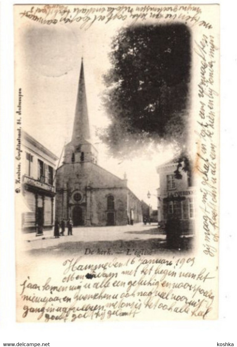 HAMME - De Kerk - Met Café La Couronne - Verzonden In 1903 - Uitgave :  D. Hendrix Antwerpen - Hamme