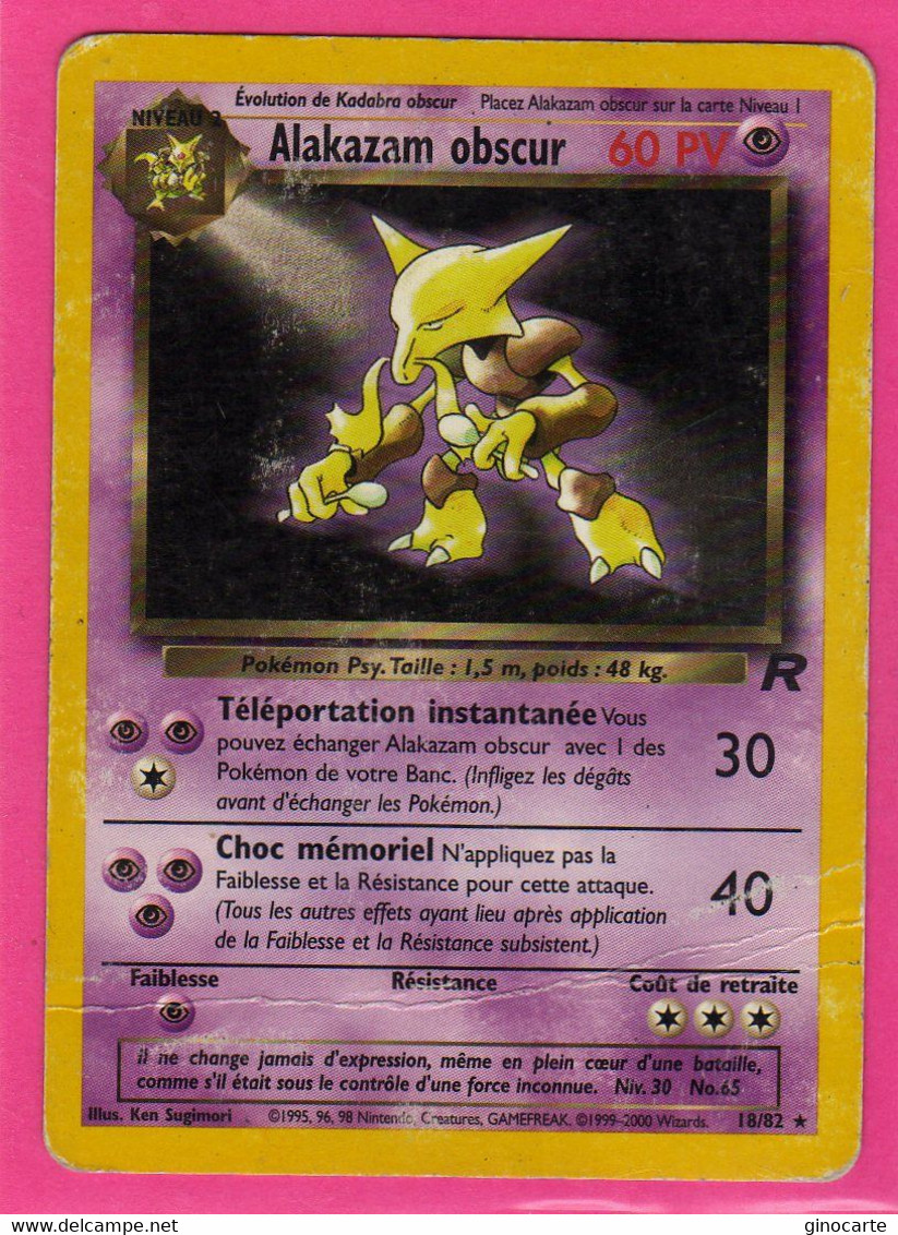 Carte Pokemon Francaise 1995 Wizards Team Rocket 18/82 Alakazam Obscur 60pv Un Pli - Wizards