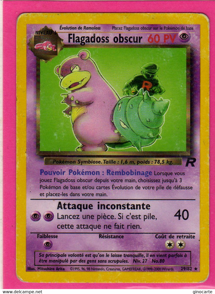 Carte Pokemon Francaise 1995 Wizards Team Rocket 29/82 Flagadoss Obscur 60pv Usagée - Wizards