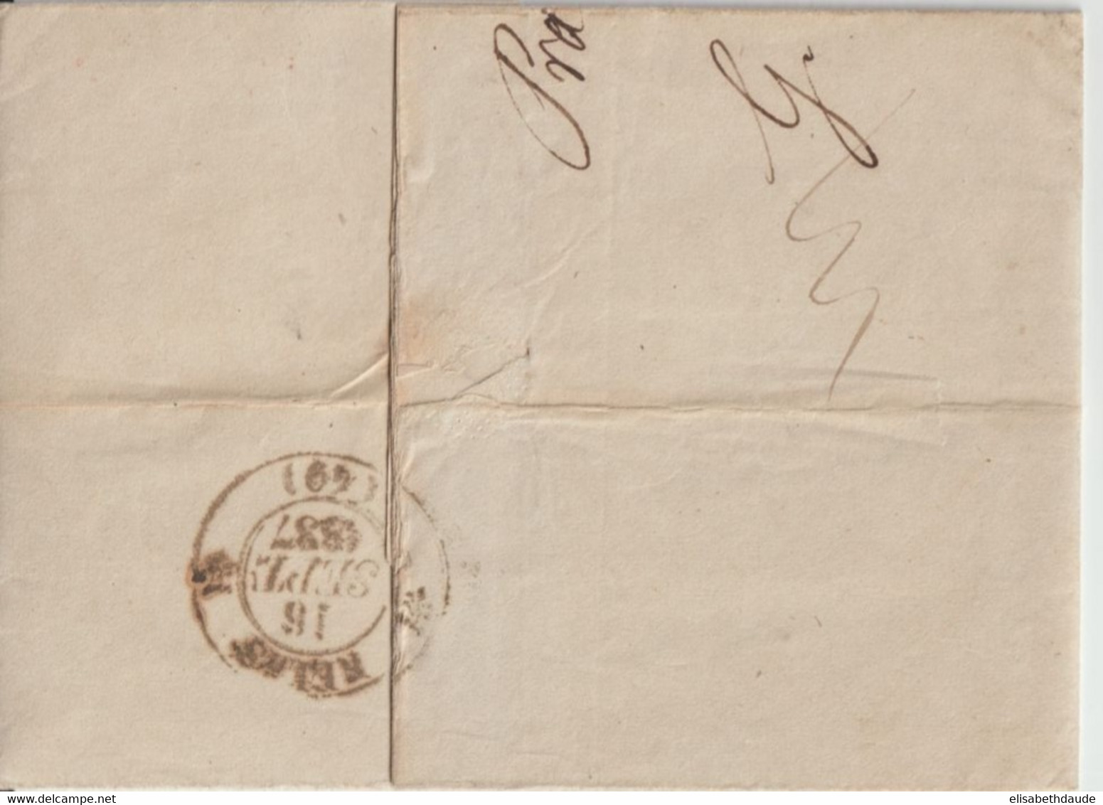 1837 - AUTRICHE / BOHEME - LETTRE FRANCO ! De PRAGUE Avec ENTREE Par FORBACH ! => REIMS - Entry Postmarks