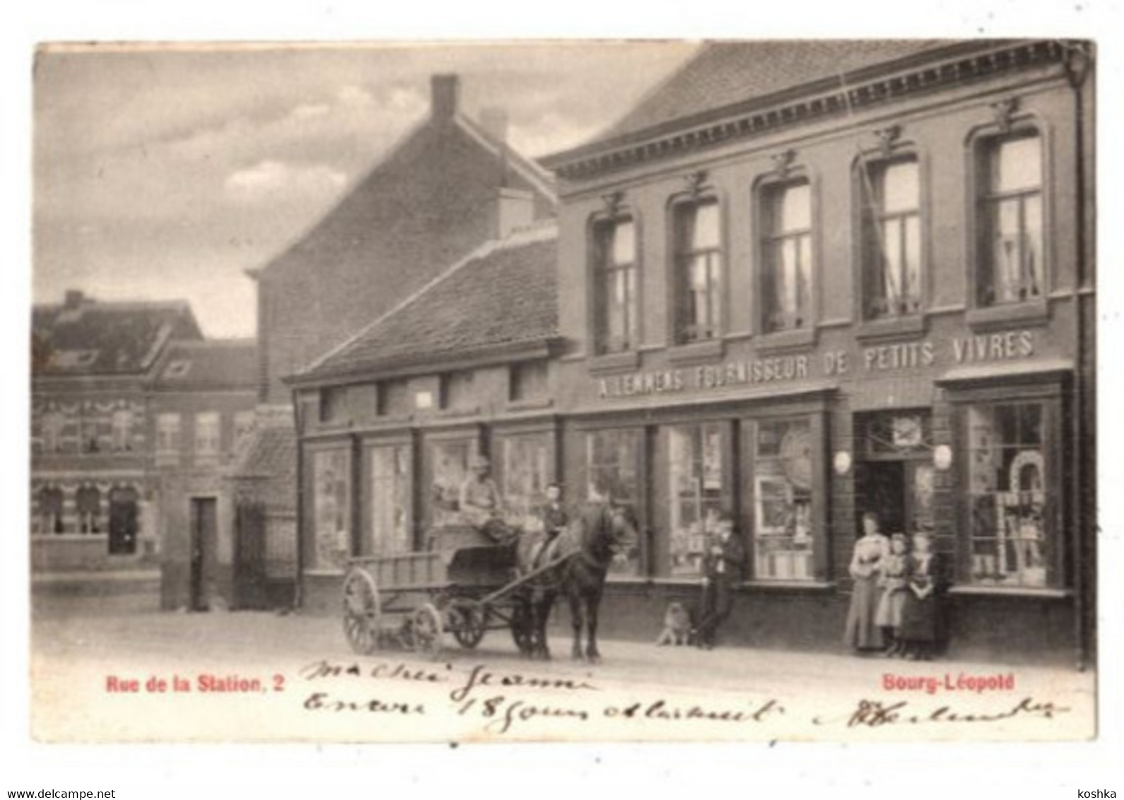LEOPOLDSBURG - Rue De La Station - Winkel Lemmens Fournisseur De Petits Vivres - Verzonden In 1904 - Mt Paardenkar - Leopoldsburg