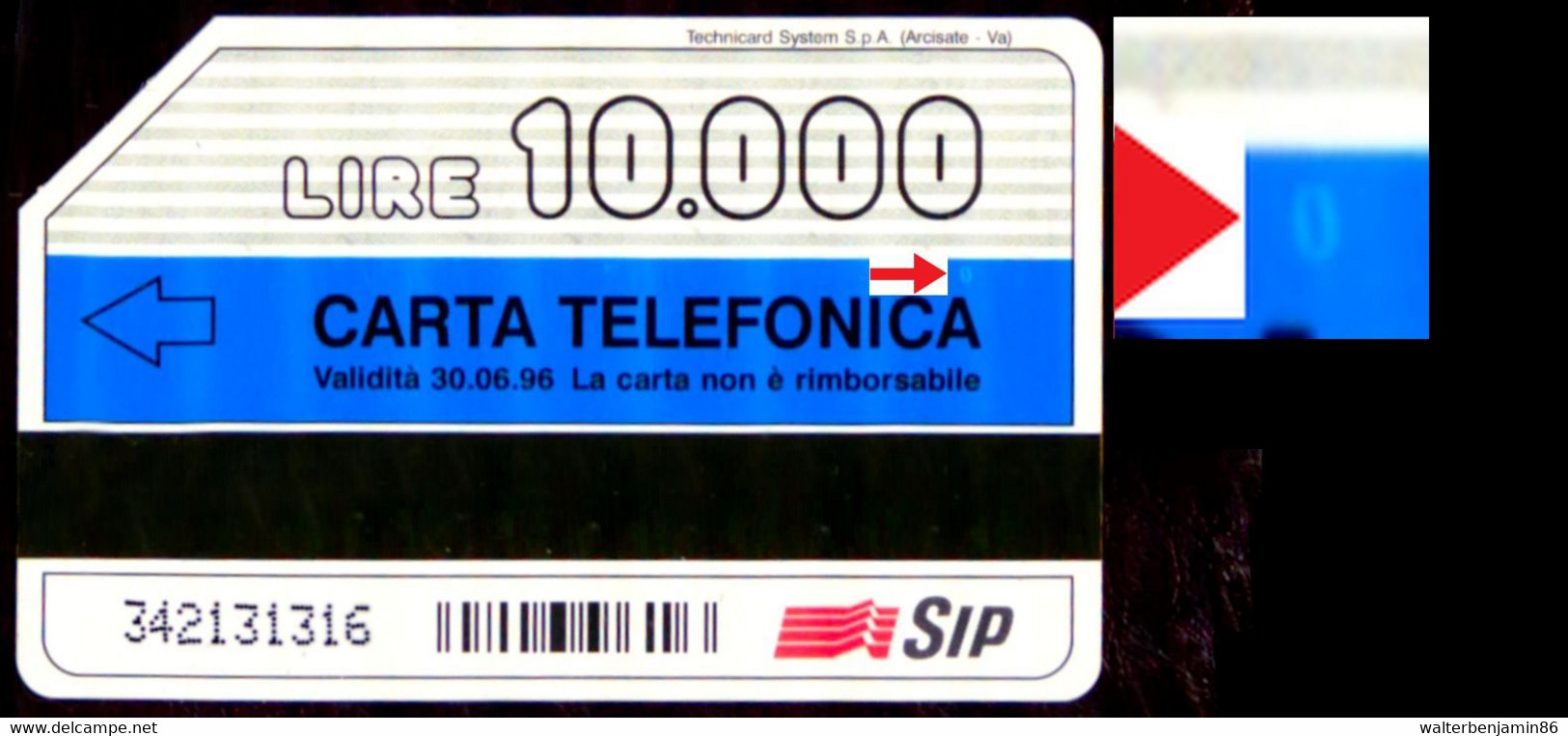 G 328 C&C 2408 SCHEDA TELEFONICA USATA INCURIOSIRE 10.000 L. 30.06.96 TES VARIANTE FALLA BIANCA - Erreurs & Variétés