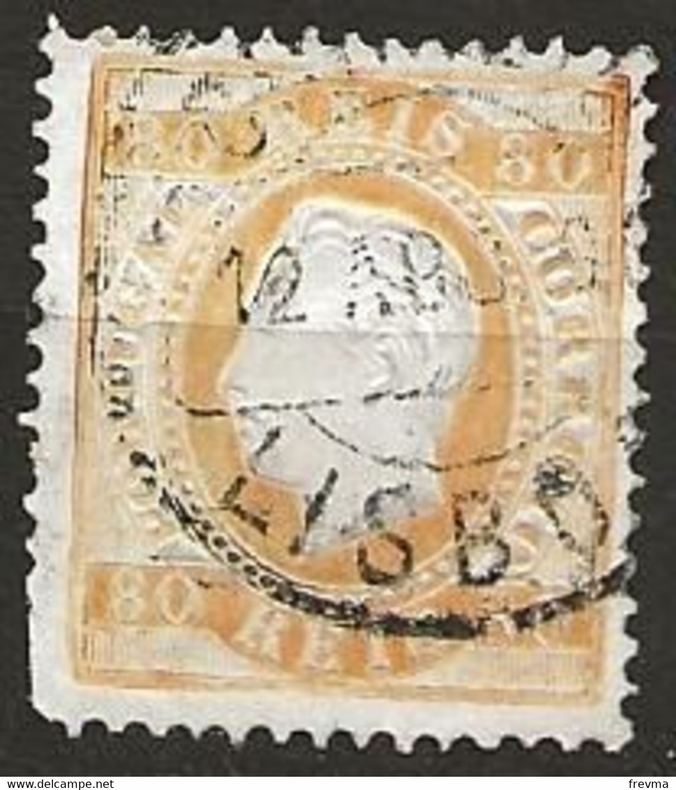 Timbre Portugal 80c Jaune Orange 1870 Yvert N°43 Obliteration Lisboa - Usado