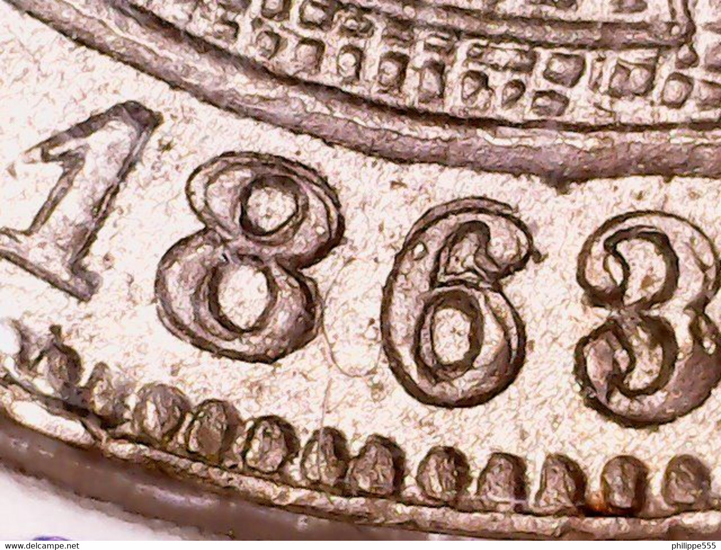 5 Cent 1863 Met Dubbele Datum - 5 Centimes