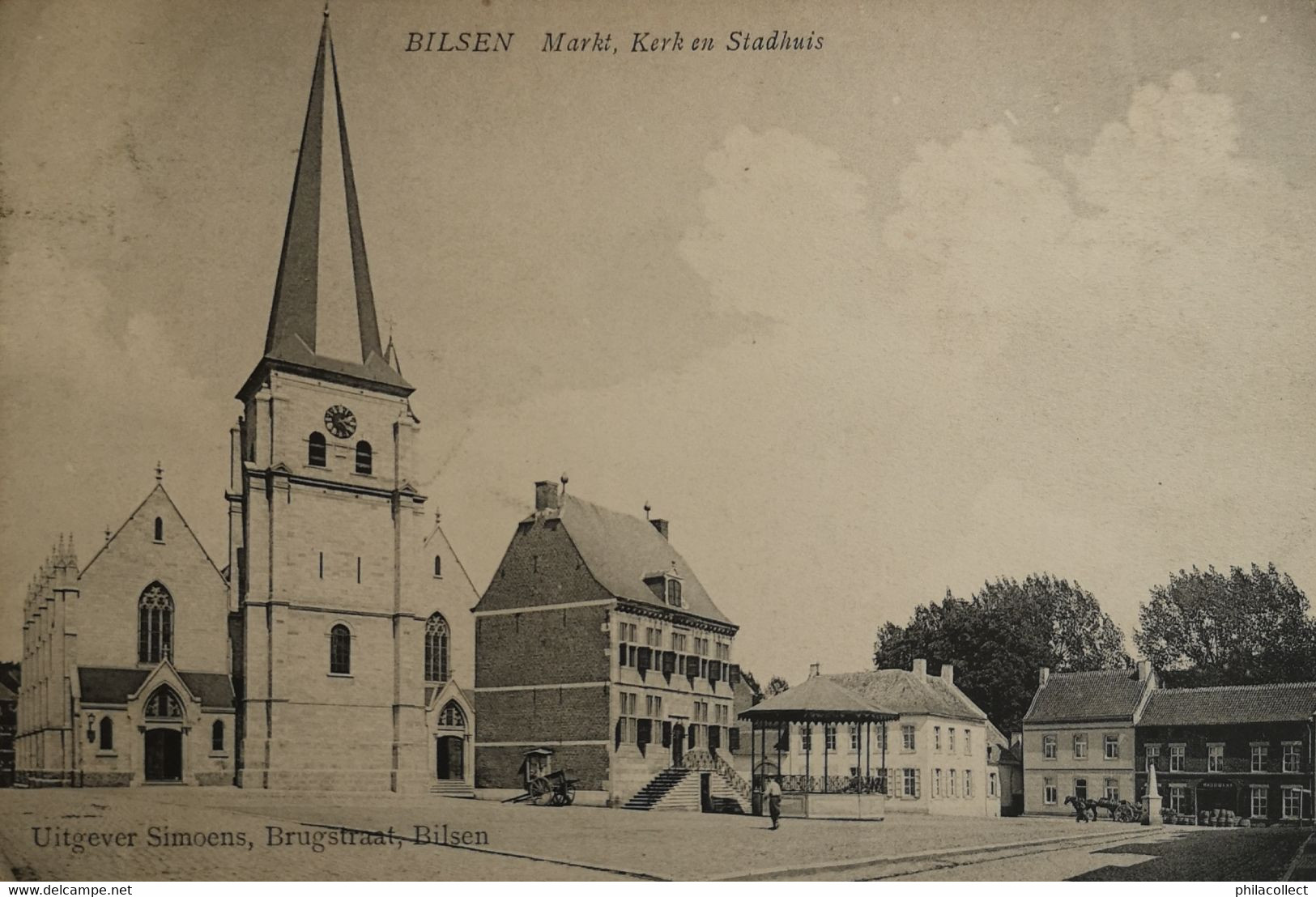 Bilzen (Bilsen) Markt Kerk En Stadhuis 1908 - Bilzen