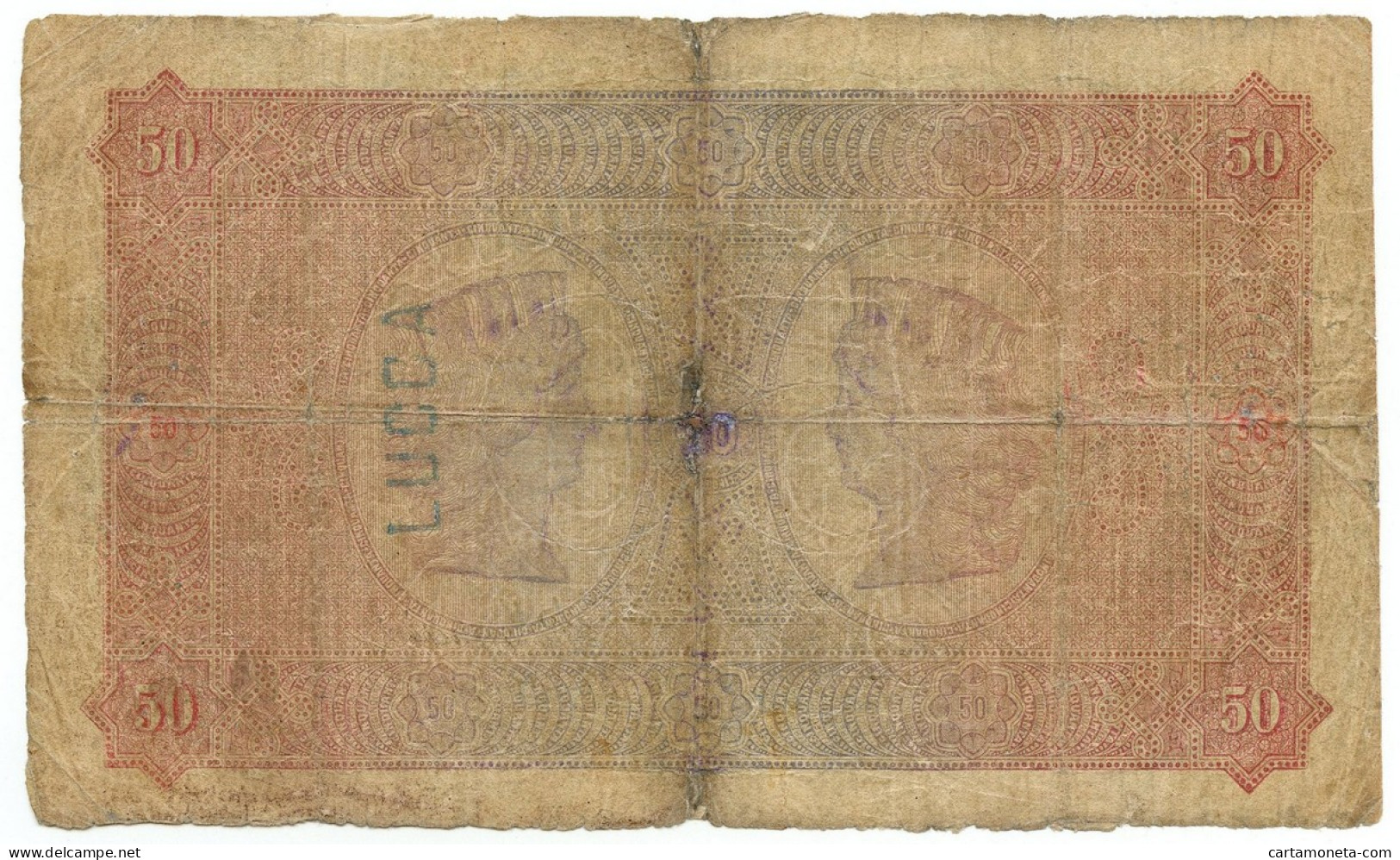 50 LIRE BANCA NAZIONALE TOSCANA REGNO D'ITALIA 03/09/1872 MB+ - Autres & Non Classés