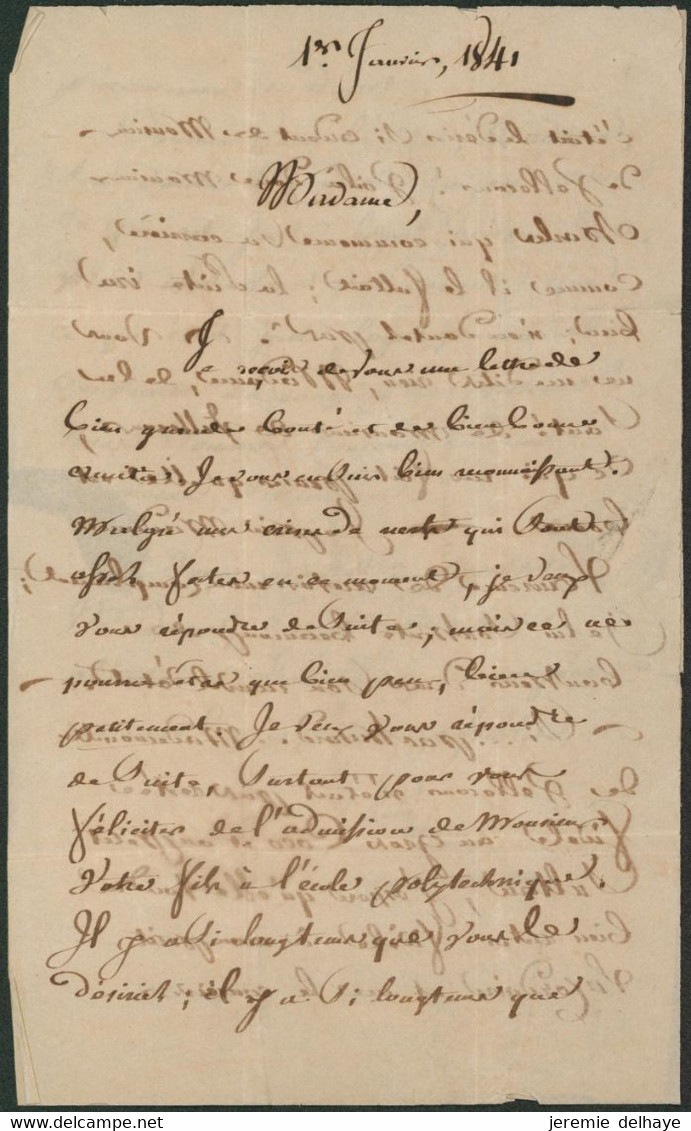 LAC + Cachet T18 "Habay-la-neuve" (1841) Griffe B.1.R. > Chateau De Blettange çàd Thionville - 1830-1849 (Belgique Indépendante)