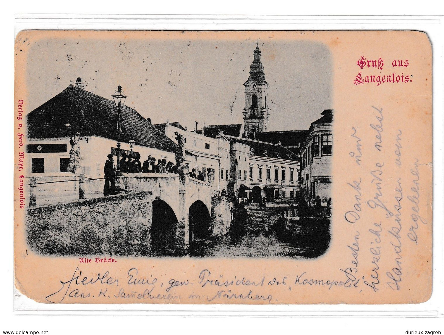 Gruss Aus Langenlois, Alte Brücke Old Postcard (Verlag V. Ferd. Mayr) Posted 1903 Langenlois To Šibenik Sebenico B230205 - Langenlois