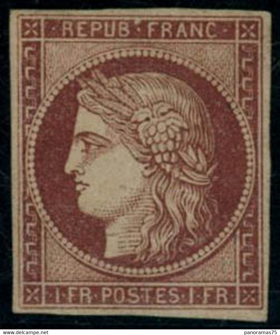 * N°6B 1F Carmin-brun, Signé Calves, Brun, Roumet Très Rare, Quasi SC - TB - 1849-1850 Ceres