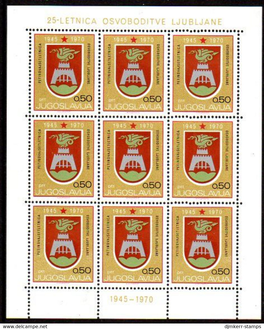 YUGOSLAVIA 1970 Ljubljana Liberation Anniversary Sheetlet MNH / **.  Michel 1382 - Blocks & Sheetlets