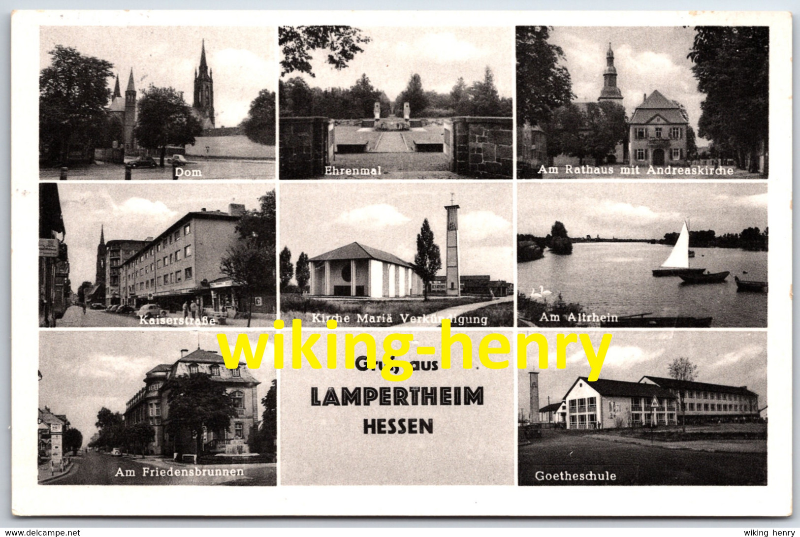 Lampertheim - S/w Mehrbildkarte 1   Mit Goetheschule Und Ehrenmal - Lampertheim