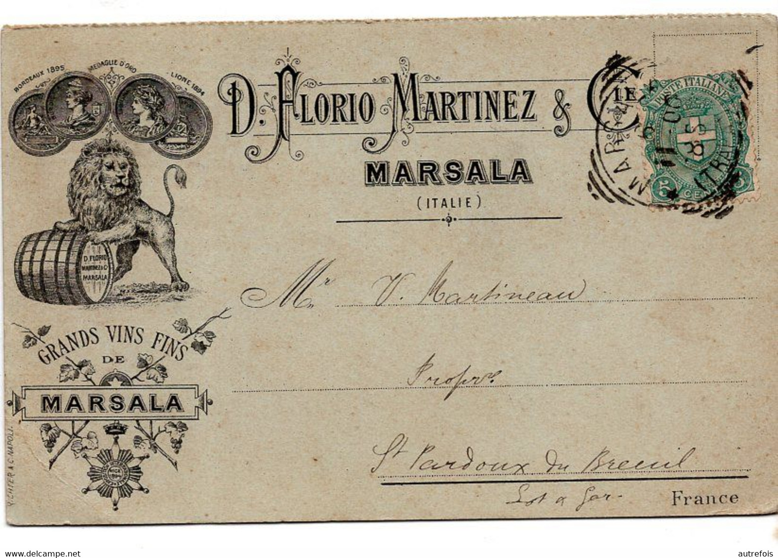 MARSALA   D FLORIO MARTINEZ  GRANDS VINS FINS  -  CARTE DOUBLE VOLETS PUBLICITAIRE - Marsala