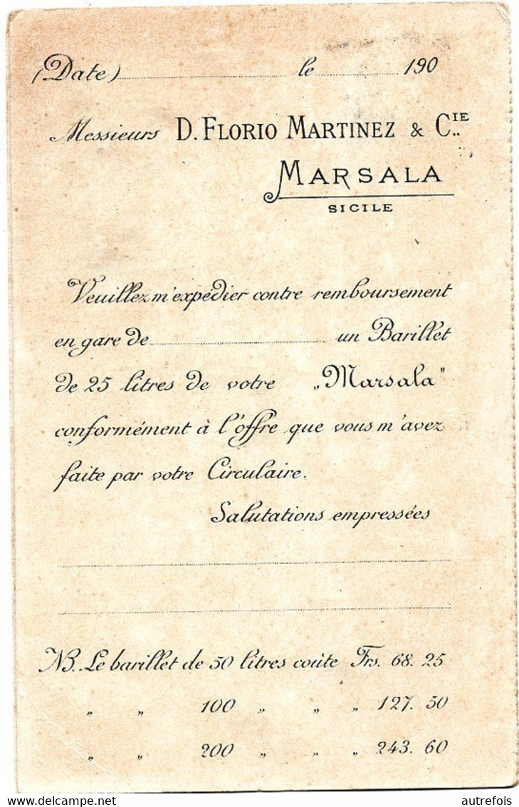MARSALA   D FLORIO MARTINEZ  GRANDS VINS FINS  -  CARTE DOUBLE VOLETS PUBLICITAIRE - Marsala