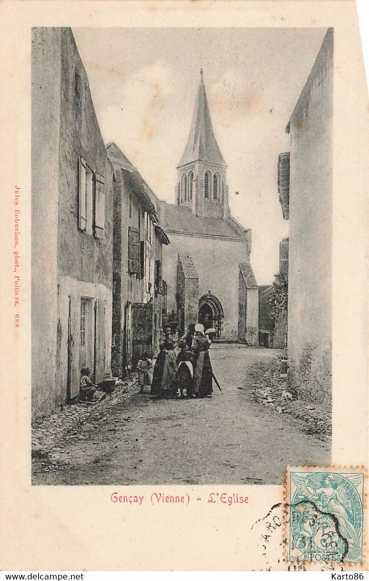 Gençay * Rue Et Place De L'église * Coiffe - Gencay
