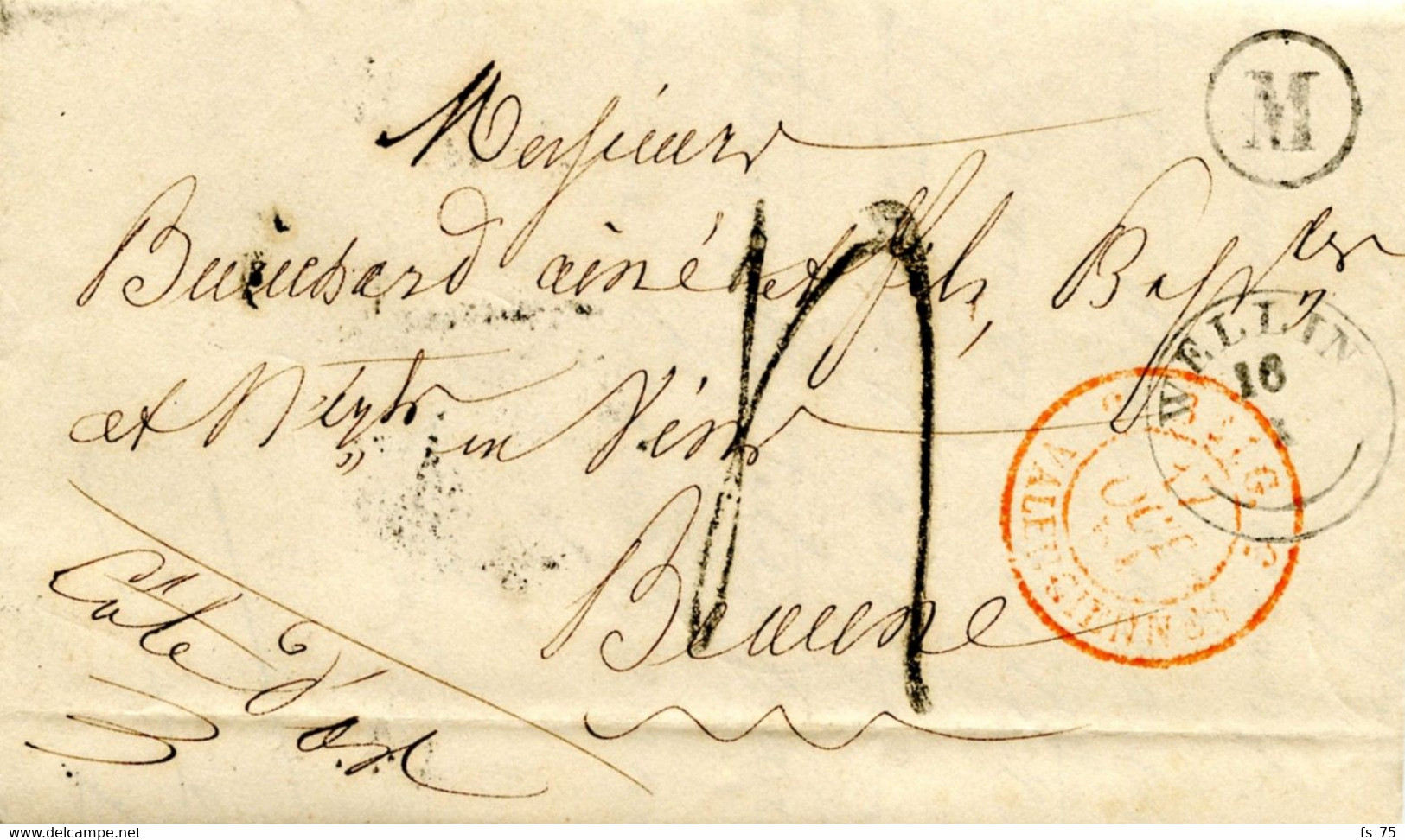 BELGIQUE - T18 WELLIN + BOITE M SUR LETTRE AVEC TEXTE DE TRANSINNE POUR LA FRANCE, 1851 - Andere & Zonder Classificatie