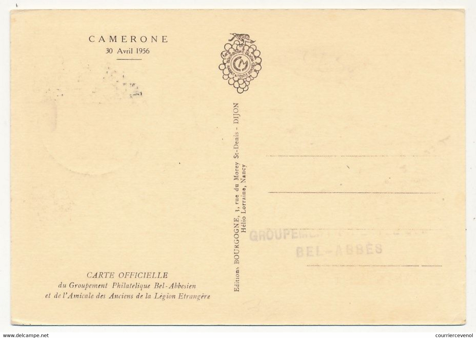 ALGERIE - Carte Maximum - 15F + 5F Maison De Retraite Du Légionnaire - Camerone - SIDI-BEL-ABBES 30 Avril 1956 - Maximumkaarten