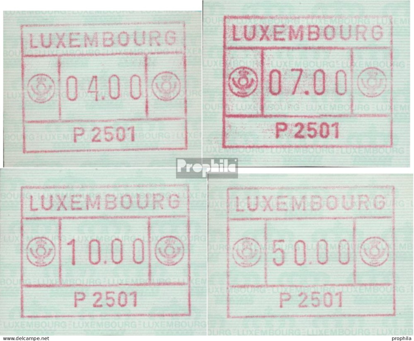 Luxemburg ATM1 Satz (4.00, 7.00, 10.00, 50.00) Postfrisch 1983 Automatenmarke - Automatenmarken