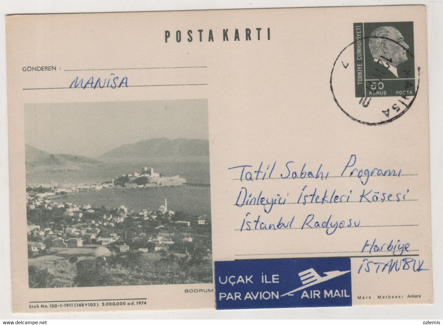 TURKEY,TURKEI,TURQUIE ,WITH VIEW FROM BODRUM ,POSTCARD - Lettres & Documents