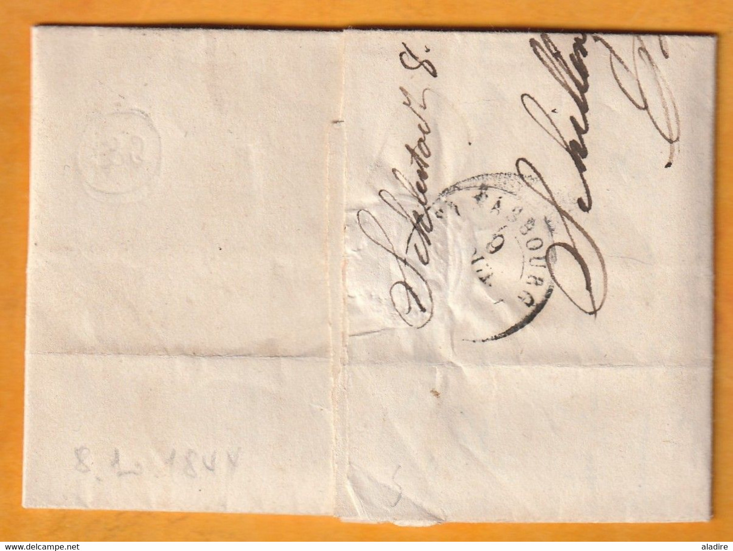 1844 - Lettre Pliée Avec Corresp De 2 P En Alsacien ?  De Sélestat, Bas Rhin - Taxe Manuelle 3 - Cad Transit Strasbourg - 1801-1848: Precursori XIX