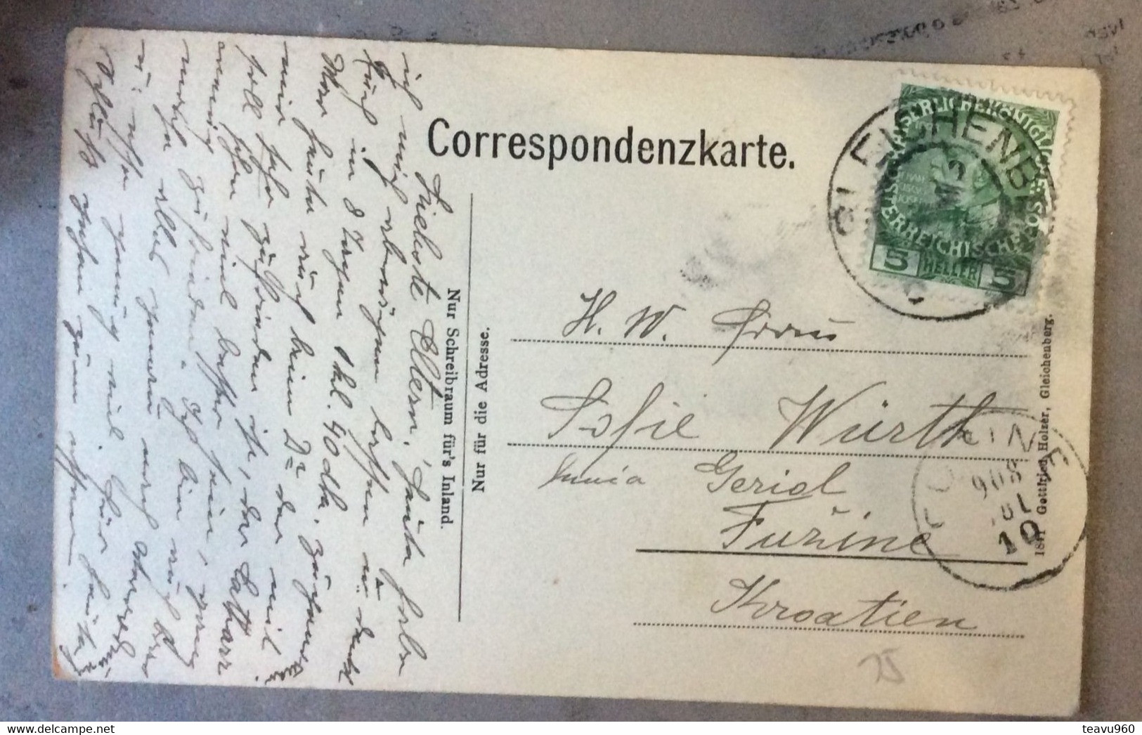 OLD POSTCARD AUSTRIA (Österreich) STYRIA STEIERMARK  GLEICHENBERG VILLA TRIESTINA AK  1908 - Bad Gleichenberg