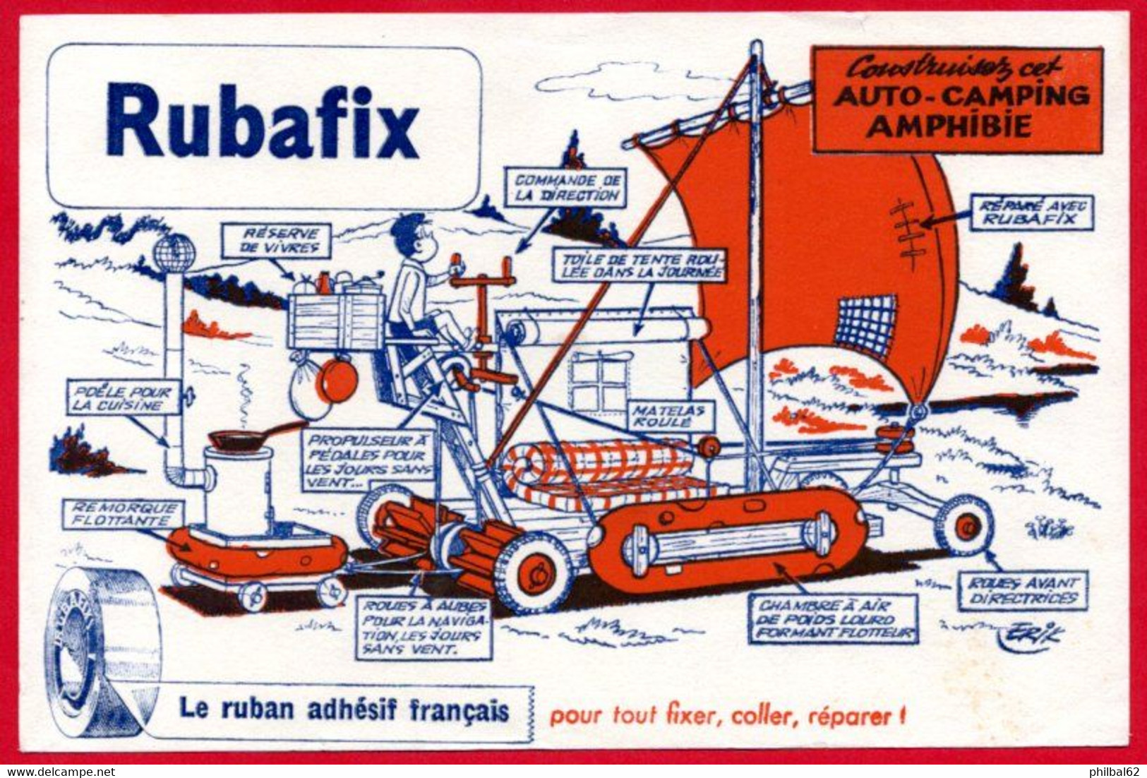 Buvard Rubafix. L'auto-camping Amphibie. - Papierwaren