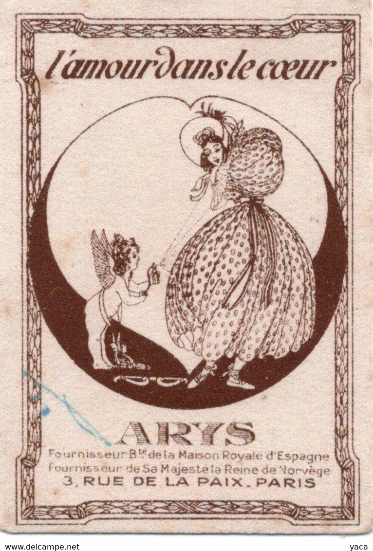 Produits De Beauté  Parfum Arys   Carte Parfumée Publicité  Ribot Chartres Art Nouveau - Schoonheidsproducten