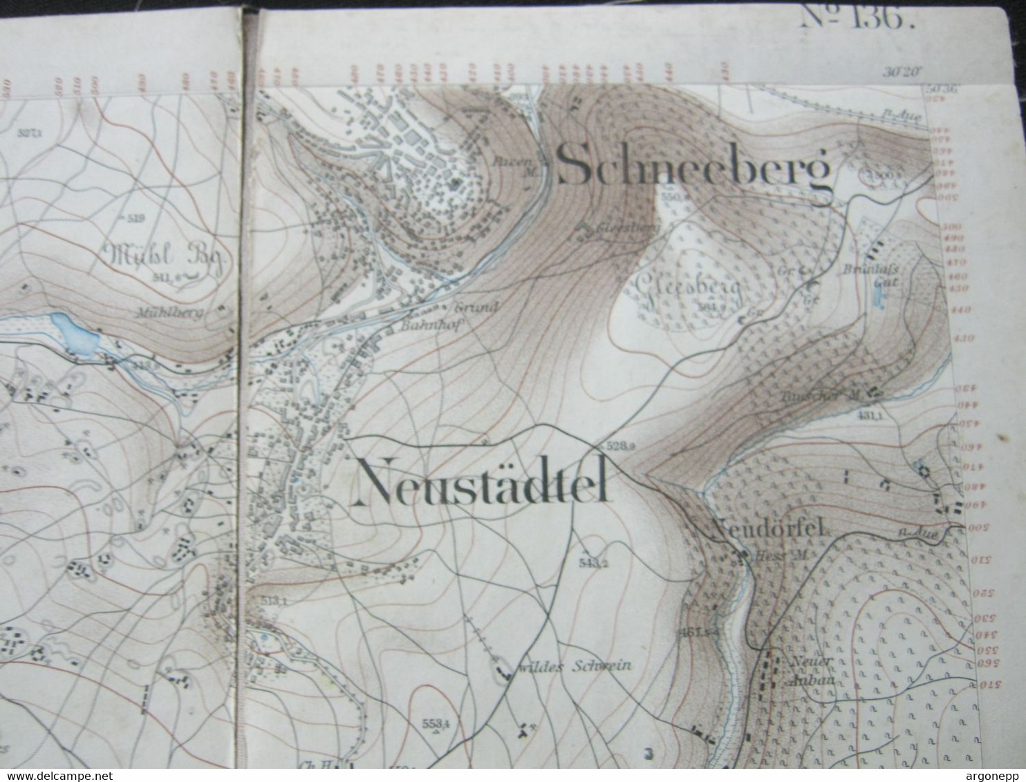 Schneeberg (Erzgebirge) , Neustädtel , (Section Schneeberg) . Alte  Landkarte Aus 1876 ! , Original - Schneeberg