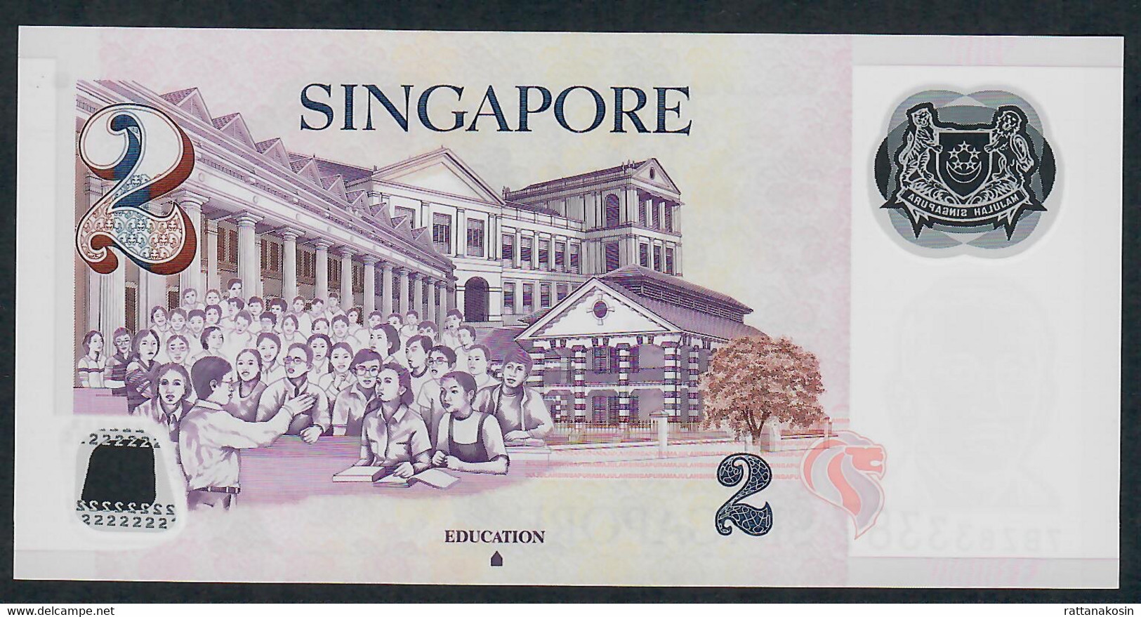 SINGAPORE P46n 2 DOLLARS 2006  1 House/Back #7BZ Issued 2019 UNC. - Singapour