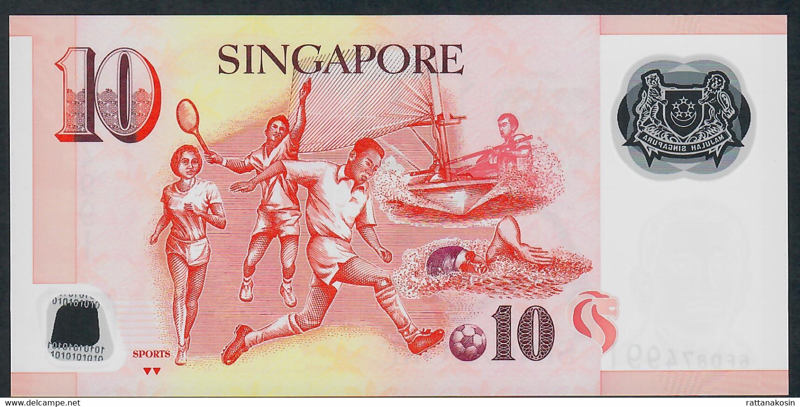 SINGAPORE P48n  10 DOLLARS ND 2 Inverted Trianglesr/Back #6FV UNC. - Singapour