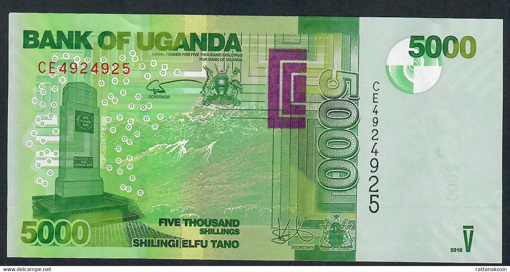 UGANDA P51f 5000 SHILLINGS 2019 #CE UNC. - Ouganda