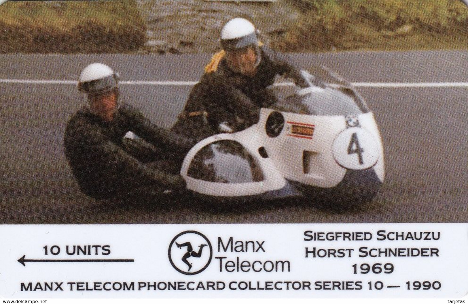 MAN-32 TARJETA DE LA ISLA DE MAN CON UNA MOTO - TT RACES 1990 - - Isle Of Man