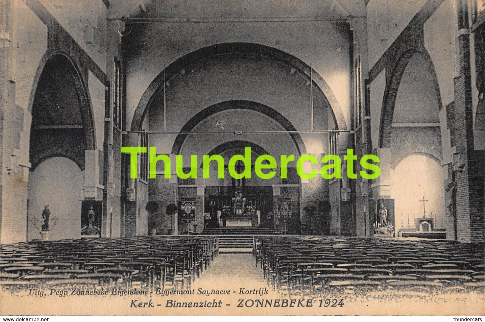 CPA ZONNEBEKE KERK BINNENZICHT 1924 - Zonnebeke