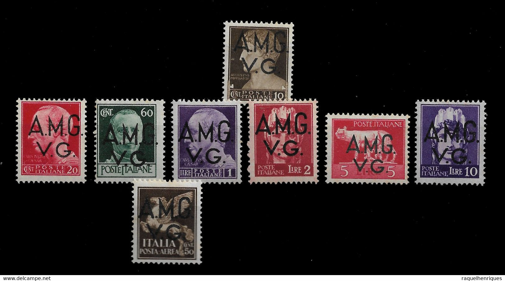 ITALY STAMPS - 1945 Italian Postage Stamps Overprinted "A.M.G.V.G." (BA5#350) - Ocu. Anglo-Americana: Napoles