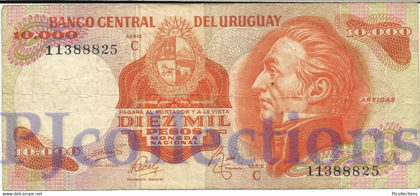 URUGUAY 1000 PESOS 1974 PICK 53c AVF - Uruguay