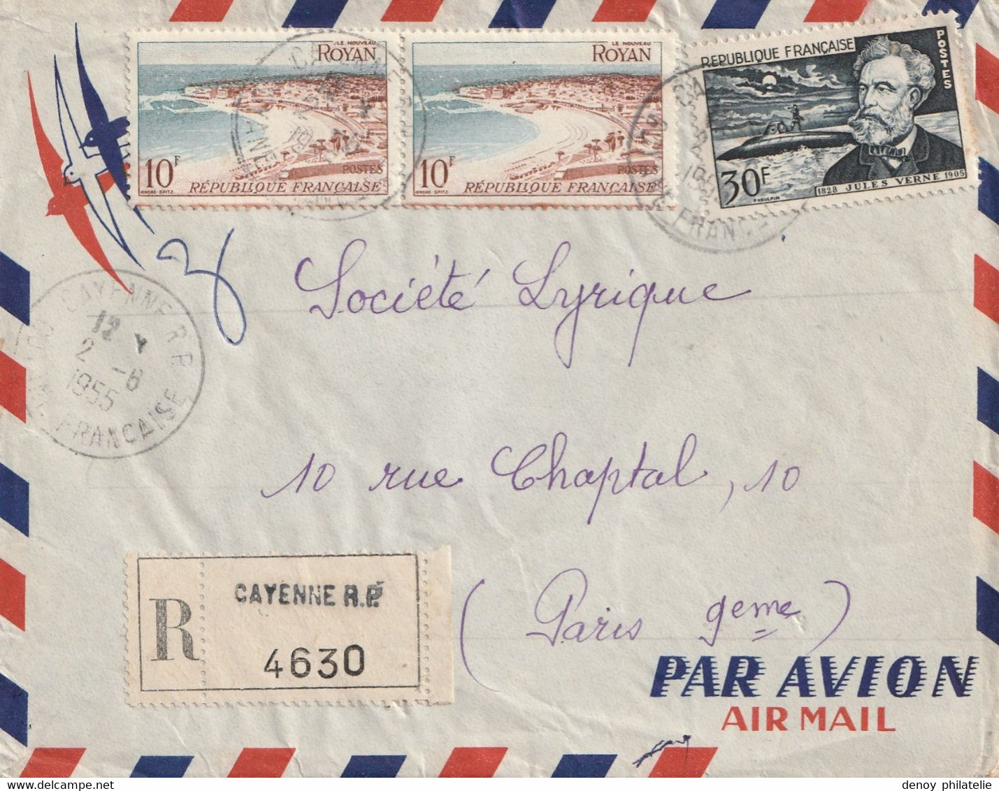 Lettre Recommandée De Cayenne Du 2 6 1955 Bel Affranchissement - Brieven En Documenten